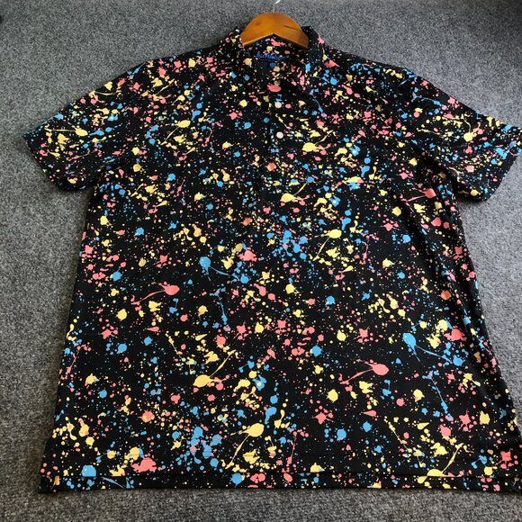 Chubbies Shirt Mens XL Black Paint Splatter Performance Golf Polo Pickleball - Picture 4 of 8
